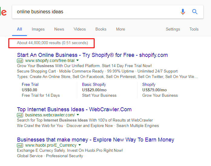 search result